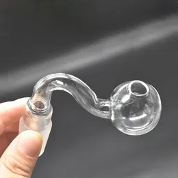 50st Bent Curve Glass Oil Burner Pipe 10mm 14mm 18mm Manlig kvinnlig fog med 3 cm krökt Big Head Bowl för Dab Rig Bong Reting Oil Nail Pipe