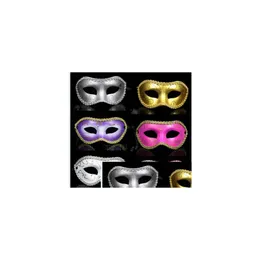 Máscaras de festa Mulheres Homens Máscara Mardi Gras Masquerade Halloween Cosplay Vestido Bola Desempenho Uni Colorido Ding Natal Gota Entrega Hom DHSBT