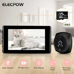 Kapı Zilleri Elecpow Yeni 1080p Akıllı Ev Peephol Kapı Zili Kamera Kapı Görüntüleyicisi 4.5 inç Pir Kızılötesi Gece Görme Tespit Monitörü HKD230918