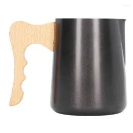 Coffee Pots 600ml Pitcher Stainless Steel Beech Handle Eagle Mouth Type Outlet Frothing Cup Ilk