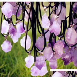 Pendant Necklaces Crystal Wholesale Bk Crystals Amethyst Necklace Mixed Size Drop Delivery Jewelry Pendants Dhyx2