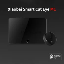 Dörrklockor M1 Xiaobai Smart Camera Doorbell Cat Eye Infrared Night Vision Face Detector AI Human Detection LCD Display Work med för MI App HKD230918