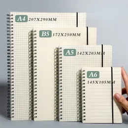 Notepads A6 A5 B5 A4 دفتر لولبية سميكة لفائف مع غطاء صلب وورق الشبكة الفارغ الفارغ من اليومية دفتر رسم للمدرسة 230918