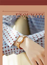 여성 시계 시계 고품질 고급 패션 대나무 그루브 스틸 벨트 스퀘어 테이블 방수 시계