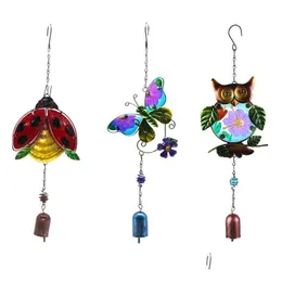 Garden Decorations Wind Chime Ladybug Butterfly Owl Wind-Bell Decoration Home Patio Porch Yard Lawn Balcony Decor Holiday Gift Drop De Dhugx