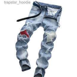 Jeans masculinos jeans masculinos jeans angustiados médio efeito barba casual calças de moda plus size homens retro hip hop festa rua grande y2303 l230918