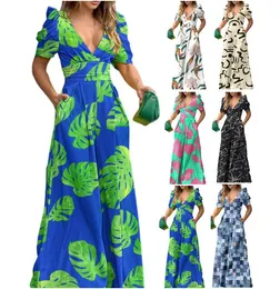 Plus Size Dresses V-Neck Dress Women's Spring Summer Print Multicolor Tube Top Sexy High Waist Loose Party