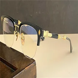 Pop Retro Men okulary optyczne Eva punk stylowy projekt kwadratowy półbrama ze skórzaną pudełko HD przezroczystą soczewkę najwyższą jakość1802