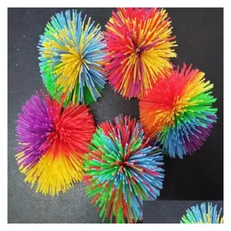 Dekompressionsleksak Sile Koosh Ball Sensory Fidget Toys Stretchy Rubber Pom Ded Balls Rainbow DNA Relief Popper Autism ADHD Active F Dhljo