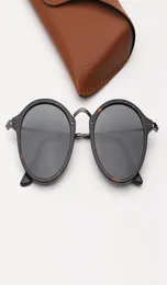 Runder Fleck aus Metall für Damen-Sonnenbrillen, Herren-Sonnenbrillen, Echtglas-Gläser, UV400, mit Lederetui und Einzelhandelsverpackung 3282881