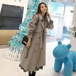 Women's Trench Coats Fashion Korean Style Coat Double-Breasted With Belt Office Lady Windbreaker Spring Autumn Casual Long Overcoat