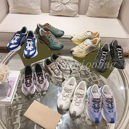 Designer Run Spor Sneaker Retro Nakış Sıradan Ayakkabı Unisex Interlocking G Koşu Ayakkabı Turkuaz Bisküvi Eğitmeni KUTU İLE