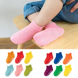 3pairs Kids Socks Spring Autumn Kids Anti-slip Socks Solid Color Breathable Cotton Babys Socks Boys Girls Trampoline Socks 1-6 Years 230918