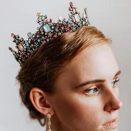 FORSEVEN Vrouwen Bruid Noiva Bruiloft Koninklijke Prinses Vintage Barokke Stijl Glanzend Kristal Volledige Ronde Hoofdbanden Tiara's Kronen