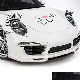 Car Stickers 3D Charming Black False Eyelashes Funny Decal Fake Eyelash Headlight Decoration Cars Accessories Drop Delivery Automobile Dhj1V
