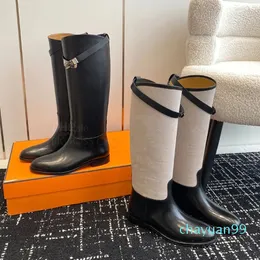 Top quality Buckle Black Calf Leather Famous brand Knight Long Knee Boot Winter Famous Jumping Women Tall Boots