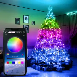 その他のイベントパーティーはスマートRGBクリスマスフェアリーストリングライトアプリBluetoothコントロール防水USB銅線照明16色の装飾230918