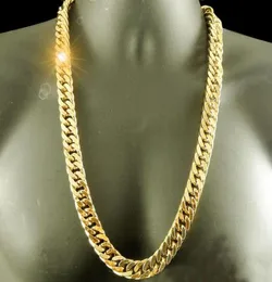 24K Real Yellow Gold Finish Solid Heavy Heavy 11mm XL Miami Cuban Curn Link Necklace Chain 패키지 무조건 LIF5617506