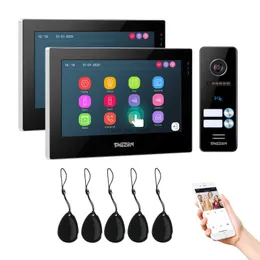 Dörrklockor tuya tmezon 7 tum trådlös wifi smart IP -videodörrtelefon Intercom System med 2*1080p IP Monitor + 1 Regntät dörrklockkamera HKD230918