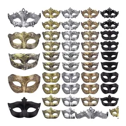 Party Dekoration Vintage Griechisch Römische Masken Halloween Maskerade Karneval Antike Halbgesichtsmaske Männer Frauen Kostüm Cosplay Gold Sier Dr Dhof9