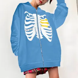 Kvinnors hoodies casual gotisk grafisk sternum tryck huvtröja för tonårsflickor y2k blixtlåsficka lös tröja jackor kvinnor sudaderas de de