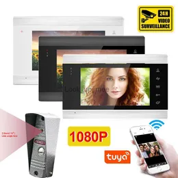 Dzwonki do drzwi aplikacja Tuya 7 -calowa bezprzewodowa Wi -Fi Smart IP Door Film Door System Interkomu z 1080p przewodowym aparatem do drzwi zdalne odblokowanie HKD230918