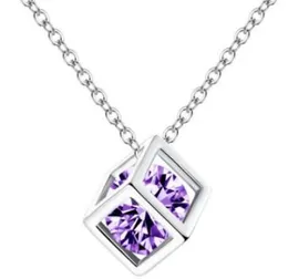 أزياء 925 Sterling Silver Chain Necklace Austria CZ Diamond Crystal Love Magic Cube Square Shope Shape Necklace for Women 30 P2548811