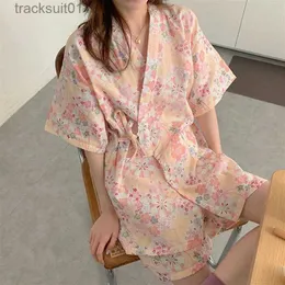 Women's Sleepwear Pyjama girl summer 2022 new ins sweet Japanese Korean student cute and versatile short sleeved homewear set L230918