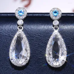 Orecchini pendenti in cristallo a goccia di lusso per le donne Grandi gioielli da sposa da sposa femminili con zirconi cubici 2023