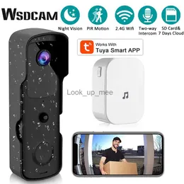 Dörrklockor WSDCAM SMART TUYA WiFi Doorbell Camera 1080p HD Trådlös Video Doorbell Pir Night Vision Visual Doorbell Camera Home Security HKD230918