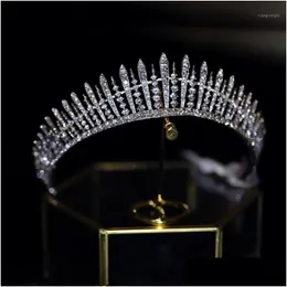 Acessórios de cabelo Clipes Barrettes Fiddy898 Cristal Vintage Royal Queen King Tiaras e Coroas Homens / Mulheres Pageant Prom Diadem Ornaments D Dh0BT