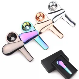 Colorful Magic Spoon Smoking Pipes Metal Magnet Hand Pipe Gold Zinc Alloy 95mm Burner for Dry Herb Tobacco Pipes With Box Packaging DHL