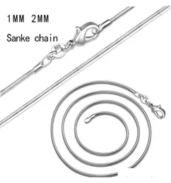 Ketten Halsketten Anhänger Schmuck 1 mm 2 mm 925 Sterling Silber Halsband in Bk optionale Größe 16 18 20 22 24 26 28 30 Zoll Drop4331529