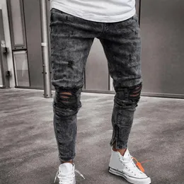 FeiTong Jeans Men Top Men Clothes Skinny Stretch Denim Pants Distressed Ripped Freyed Slim Fit Jeans Trousers Of Male313S