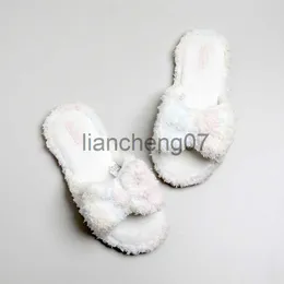 Slippare Autumn and Winter New Product Macaron Color Matching Bow Soft Mute Indoor Home Slippers Women X0916