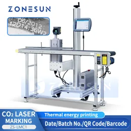 ZONESUN ZS-LMC1レーザー彫刻バーマーキングマシン日付QRバーコード印刷ガラスプラスチックボトルレザーウッドプロダクションライン