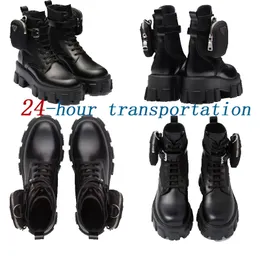 Designer Boots Luxury Boots Stylish Classic Matt Patent Leather Inverted Triangle Branded Calfskin Boots Platform Flat Boots Fashion Outsole Shoes Boots