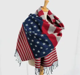 Ganze 2016 amerikanische flagge unendlichkeit schal foulard frauen stern streifen mujer echarpes femme fulares mujer poncho bufanda herbst wint4199132