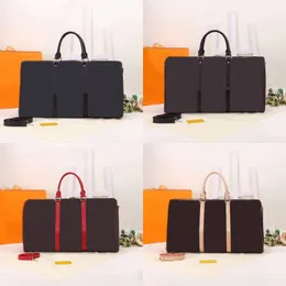 55cm KeepAll Travel Bag Designer Duffle Bags 가죽 주말 가방 배금 된 오래된 꽃 브라운 블랙 홀드 럭셔리 지퍼 클로저 럭셔리 핸드백 크로스 바디 XB060