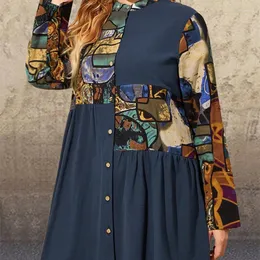 Abbigliamento etnico 2023 Autunno Camicia da donna musulmana Moda monopetto Stampa Retro Turchia Araba Femme Allentato di grandi dimensioni Casual Top