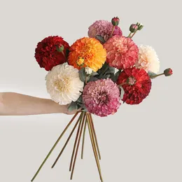 장식용 꽃 고급 실내 테이블 장식 장식품 가짜 꽃 시뮬레이션 레트로 chrysanthemum dahlia room decor flores artificiais
