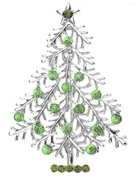 브로치 은빛 톤 녹색 라인톤 홀리데이 크리스마스 트리 스타 브로치 핀