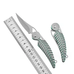 Coltello da piuma creativo Coltelli da tasca con lama in acciaio ad alta durezza Mini coltello da frutta pieghevole portatile Caccia esterna Sopravvivenza Portachiavi Coltello