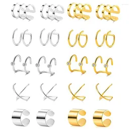 Backs Ohrringe 10 Stück Edelstahl Ohrmanschette Knorpel Clip On Wrap Fake Nasenring Nicht Piercing verstellbar