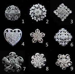 Silver Tone Small Flower Cheap Brooch Clear Rhinestone Crystal Diamante Party Prom Pins8558007