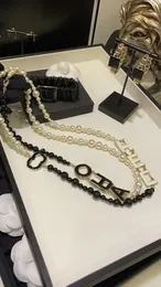 Designer colar corrente para mulheres longo frisado pérola colares festa amantes do casamento presente noiva jóias com saco de flanela