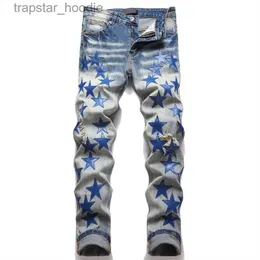 Męskie dżinsy designerskie dżinsy dżinsowe dżinsowe spodnie haftowe mody dziury spustę amerykańską rozmiar Hip Hop Zakażony zamek błyskawiczny dla mężczyzn 2023 Top Sell 3322 L230918