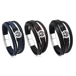 New Fashion Men Style Multi Layered Leather Bracelet Life Tree Charm Cuff Bracelets Jewelry for Lovers Gift