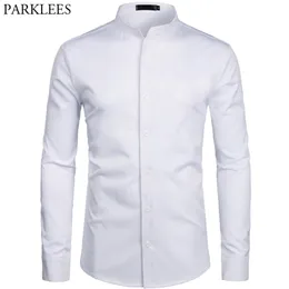 Классическая рубашка с белым полосатым воротником, мужская облегающая повседневная рубашка с длинным рукавом на пуговицах, мужская деловая офисная сорочка Homme S-2XL223u