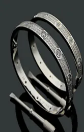 Titanium Staal 3 Rij Volledige Diamanten Armband Mode Vrouwen Mannen Chirstmas Armbanden Armbanden voor minnaar Afstand Sieraden Gift
